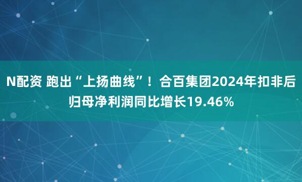 N配资 跑出“上扬曲线”！合百集团2024年扣非后归母净利润同比增长19.46%